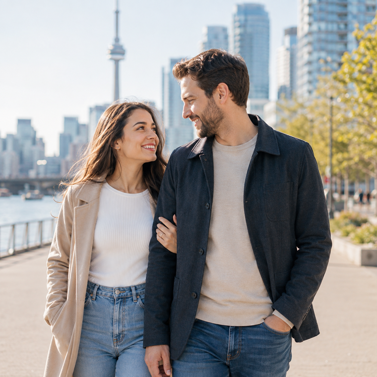 A couple walking in Canada